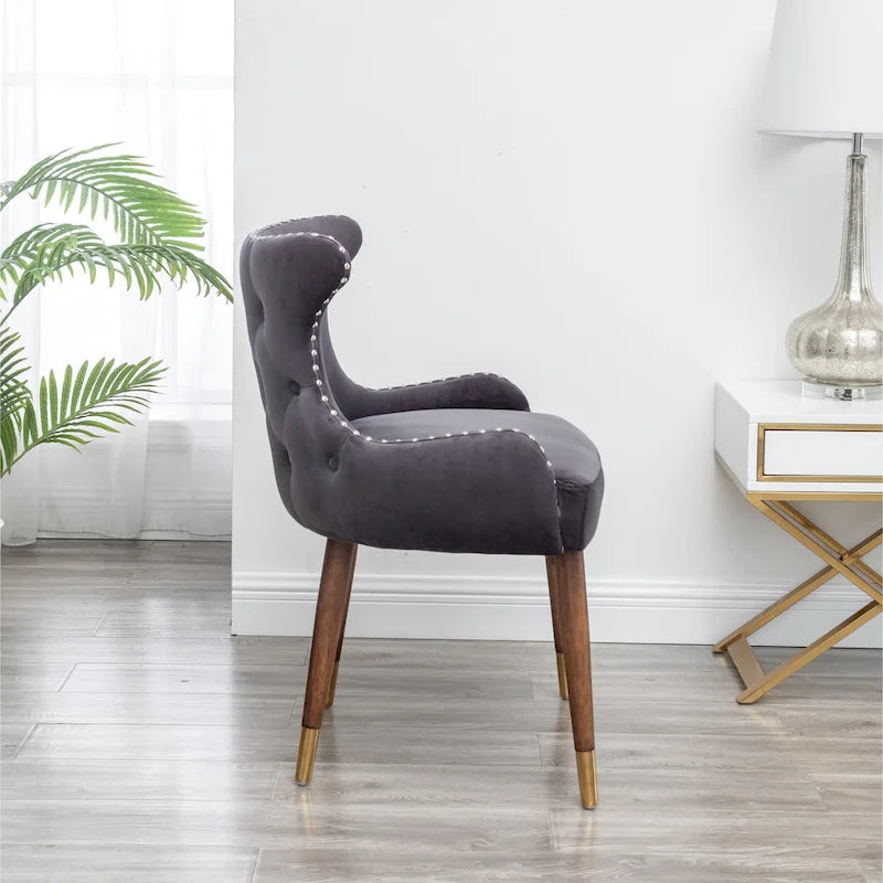 Gray 23 Polyester Upholstered Accent Chair with Rubberwood Legs