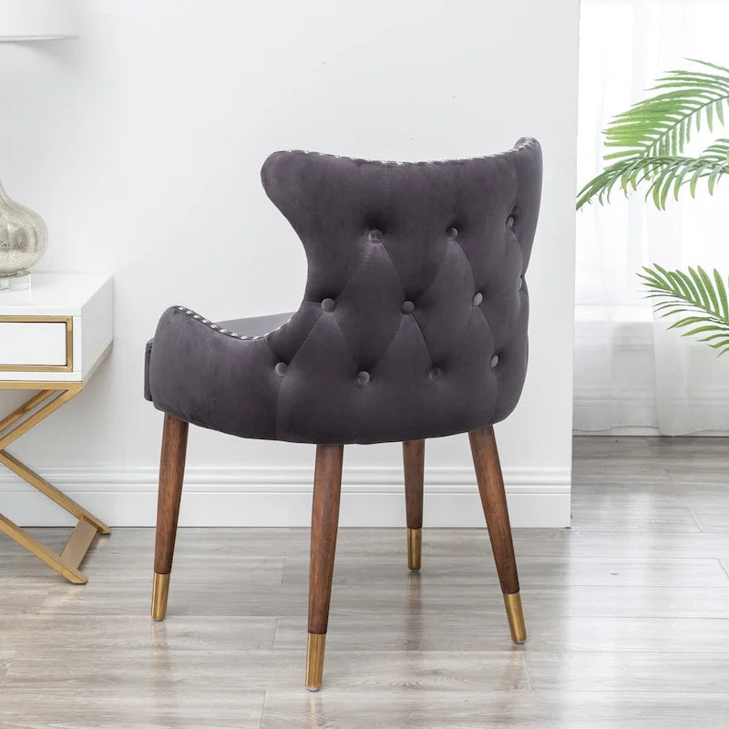 Gray 23 Polyester Upholstered Accent Chair with Rubberwood Legs