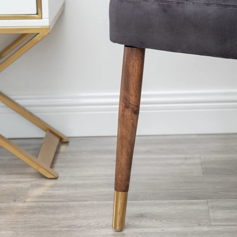 Gray 23 Polyester Upholstered Accent Chair with Rubberwood Legs