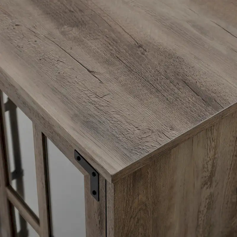 Modern Farmhouse Windowpane Glass-Door TV Stand for TVs up to 65 - Rustic Oak