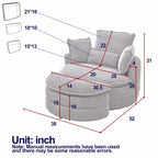 Beige 52 Upholstered Swivel Barrel Chair with Moon Storage Ottoman and Pillows