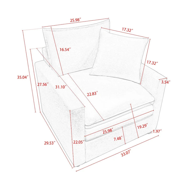 33.07 Upholstered Arm Chair with Solid Wood Frame