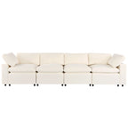 Beige Chenille Modular Sectional Sofa with USB, Bluetooth & Storage