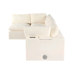 Beige Chenille Modular Sectional Sofa with USB, Bluetooth & Storage