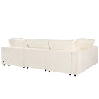Beige Chenille Modular Sectional Sofa with USB, Bluetooth & Storage