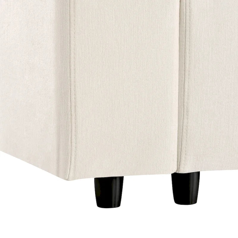 Beige Chenille Modular Sectional Sofa with USB, Bluetooth & Storage