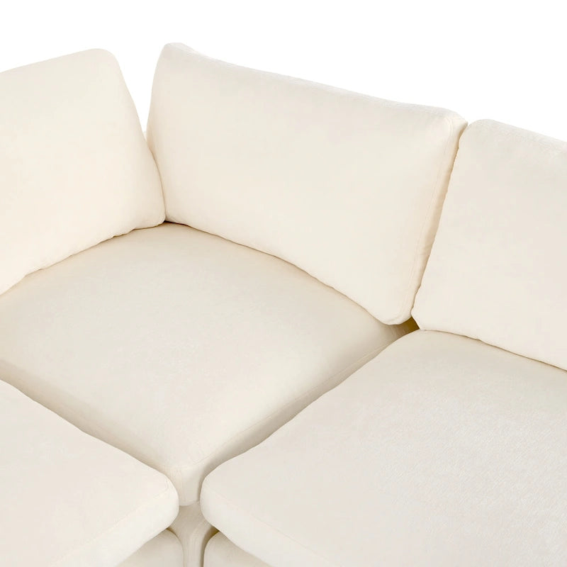 Beige Chenille Modular Sectional Sofa with USB, Bluetooth & Storage
