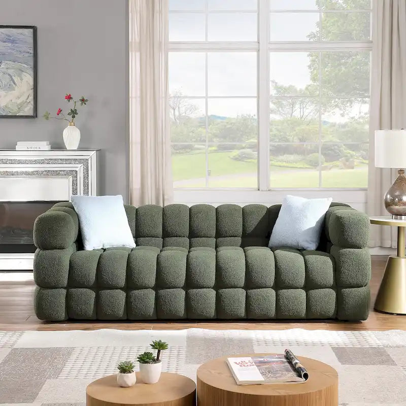 Modern 84.3 Boucle 3-Seater Sofa with Pillows