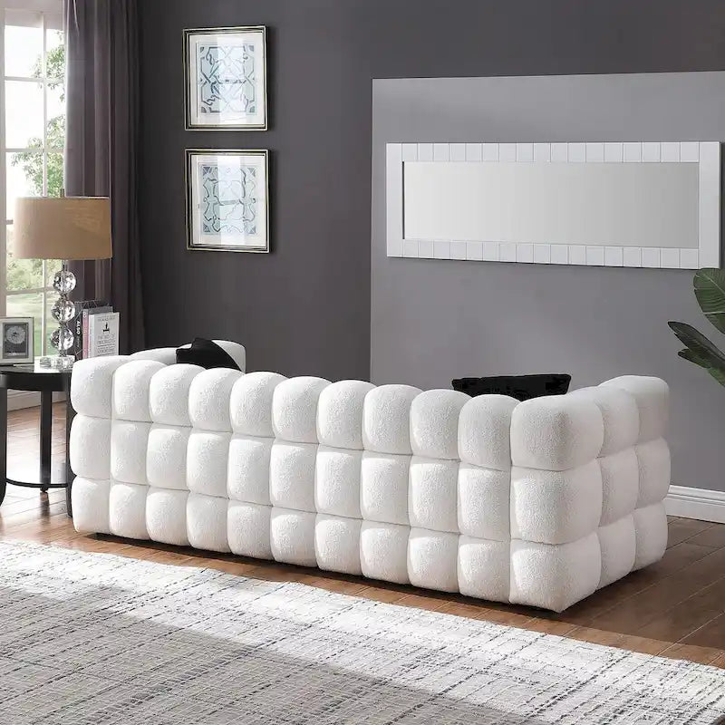 Modern 84.3 Boucle 3-Seater Sofa with Pillows