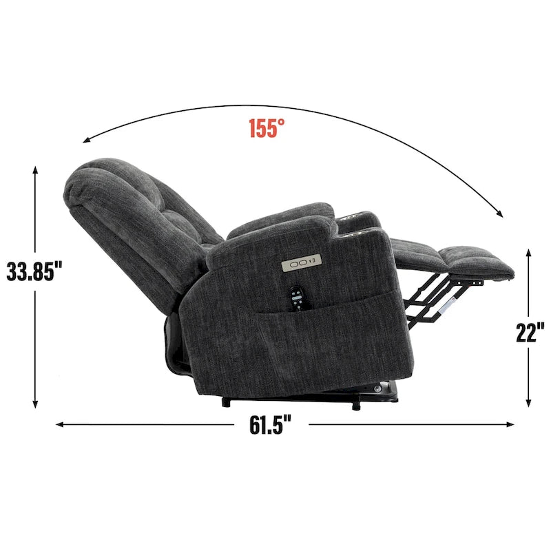 Large Power Lift Recliner Chair with Massage and Heat for Elderly, Wide Recliners, with USB and Type C Ports,2 Cup Holders