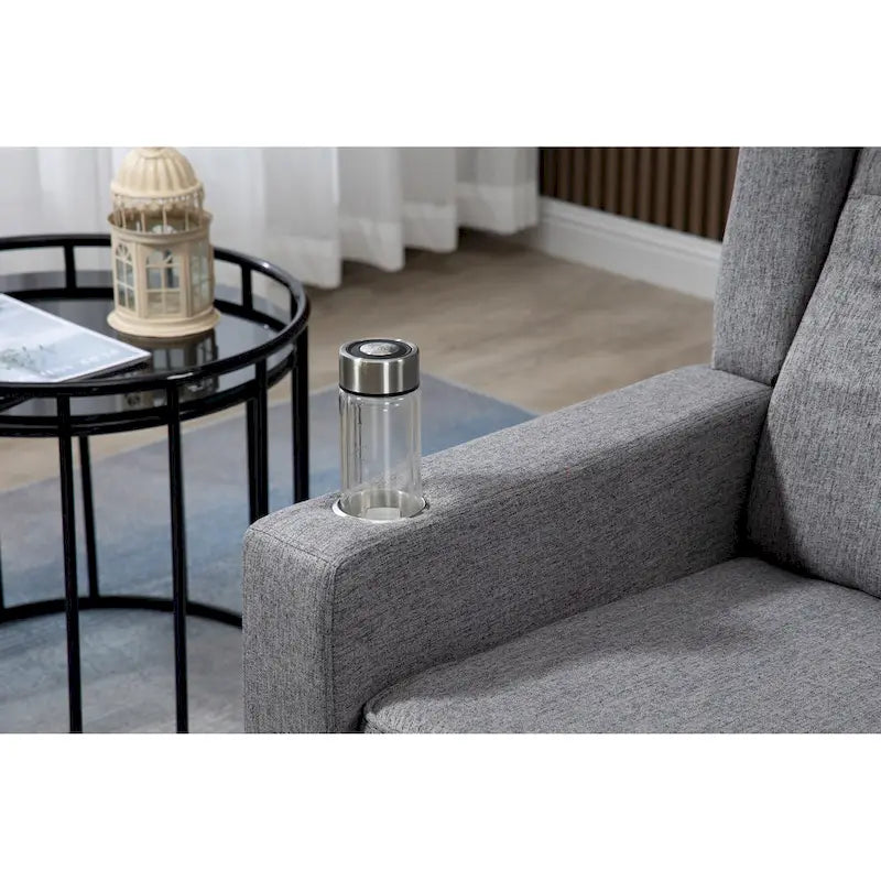 Arm Pushing Recliner Chair,Button Tufted Wingback Recliner Chair,Fabric Pushback Manual Single Sofa Home Theater Seating