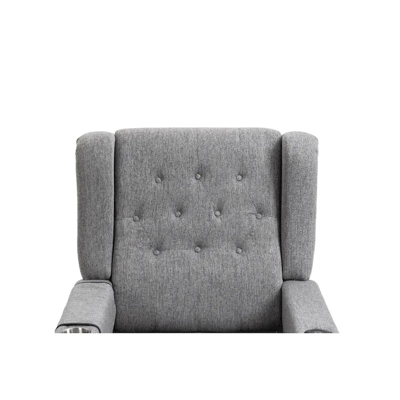 Arm Pushing Recliner Chair,Button Tufted Wingback Recliner Chair,Fabric Pushback Manual Single Sofa Home Theater Seating