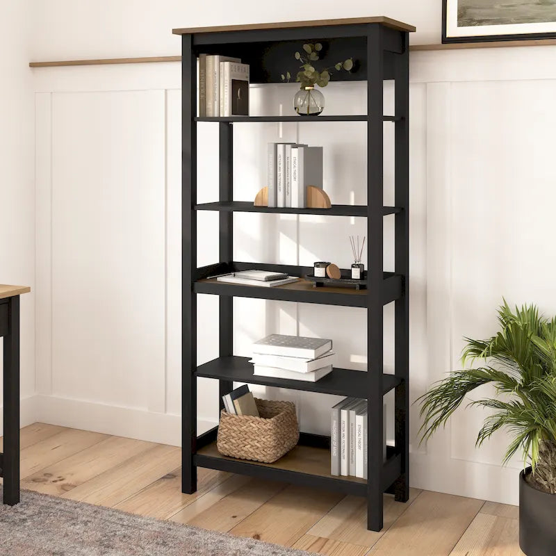 Bush Furniture Mayfield Tall 5 Shelf Bookcase with Adjustable Shelves