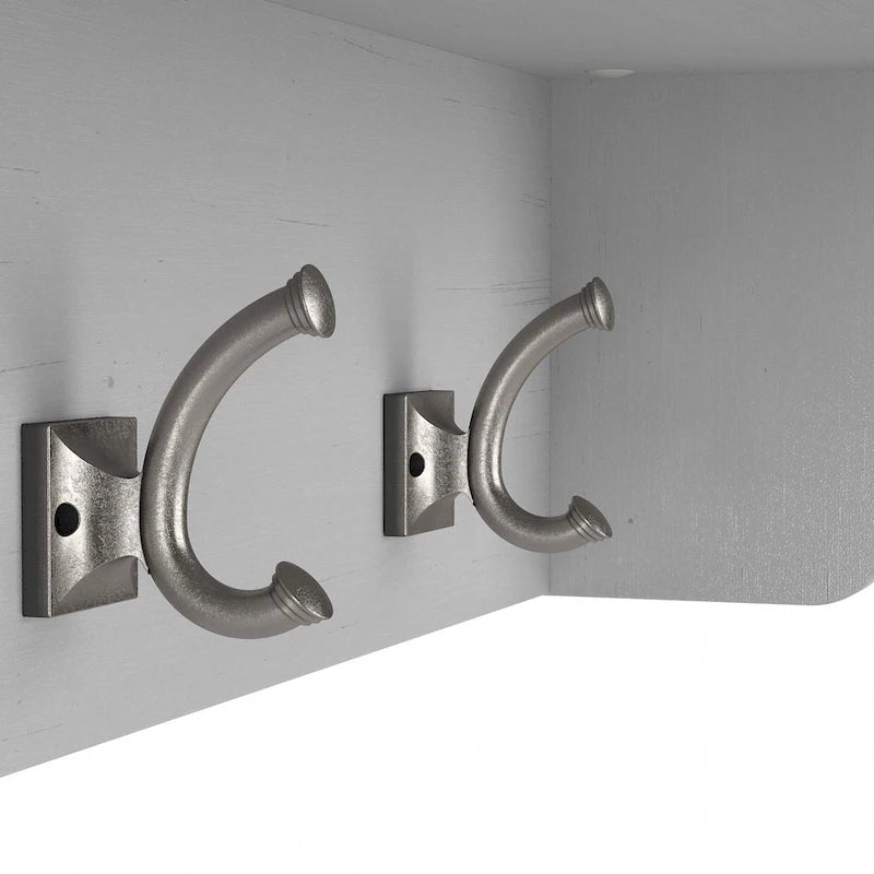 Woodland 40W Shoe Bench with Doors & Wall Coat Rack by Bush Furniture