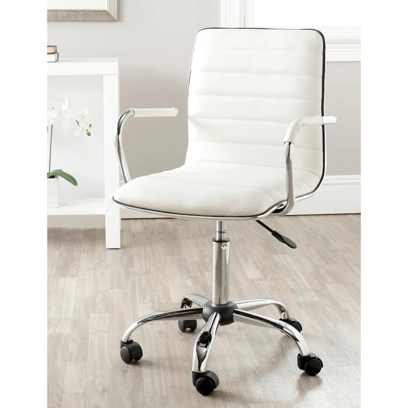 SAFAVIEH Kendra White Adjustable Height Office Desk Chair - 22.4 x 19.9 x 35.9 - 22.4 x 19.9 x 35.9 - 22Wx23Dx40H