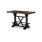 Becy Counter Height Dining Table, 60 Inch, Brown, Black Pine Wood