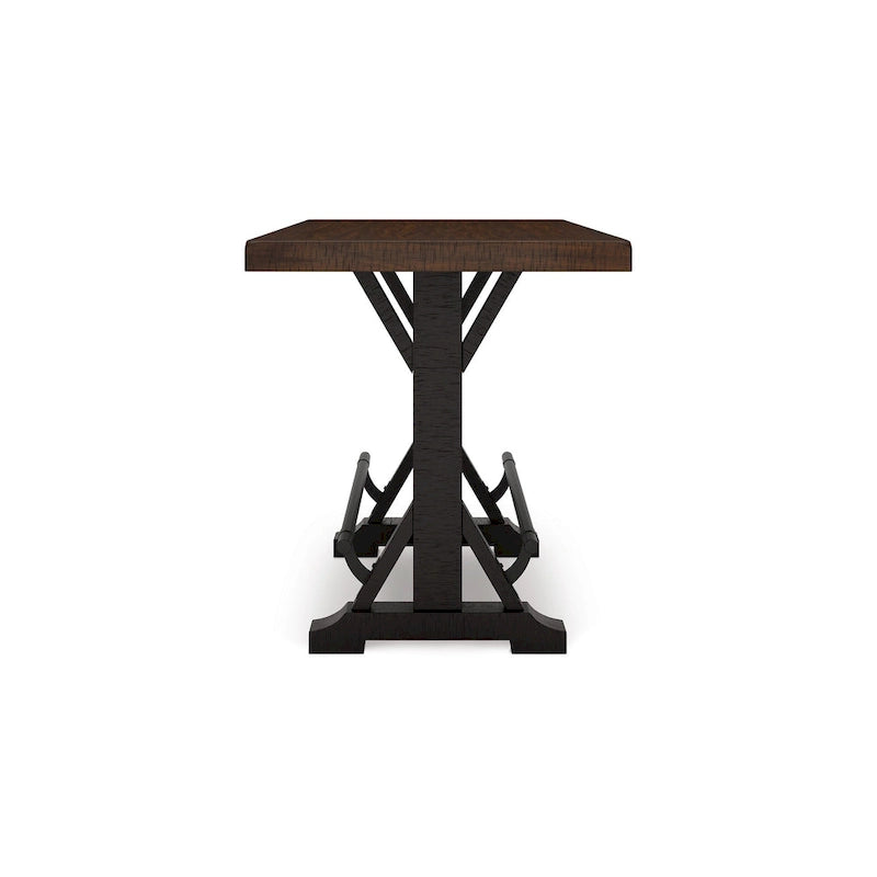 Becy Counter Height Dining Table, 60 Inch, Brown, Black Pine Wood