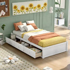 Twin Size Wooden Platform Bed with 3 Drawers