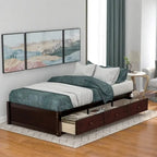 Twin Size Wooden Platform Bed with 3 Drawers