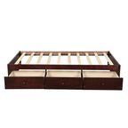 Twin Size Wooden Platform Bed with 3 Drawers