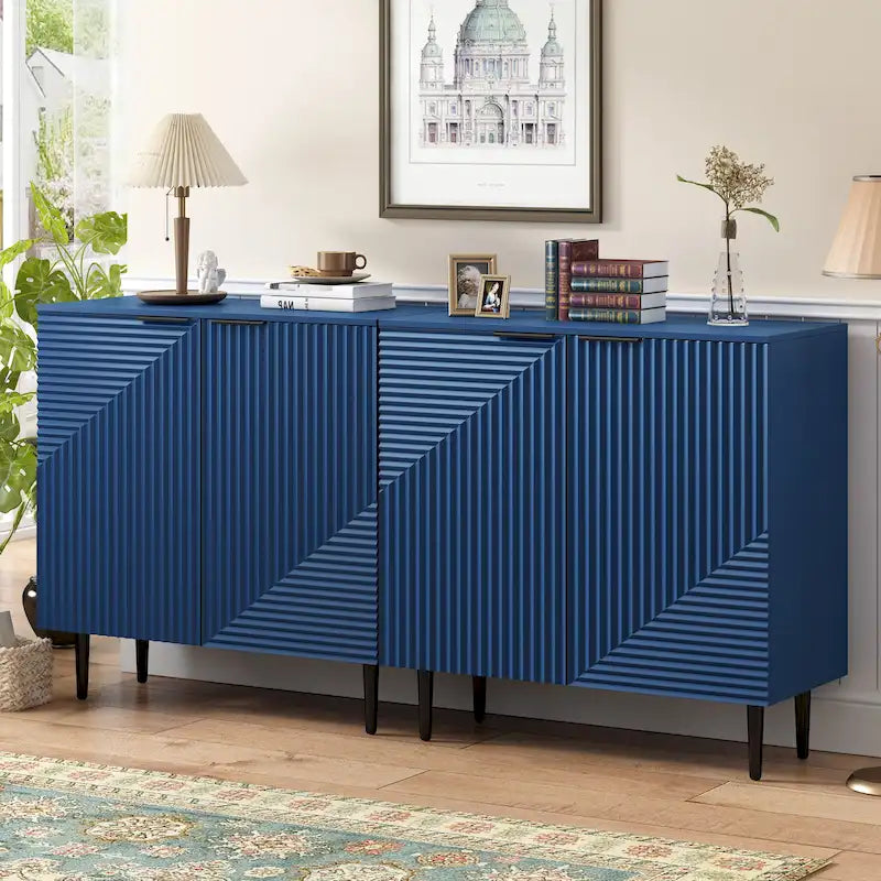 Christopher Knight Home - Mirod Set of 2 Modern Side Cabinets with Adjustable Shelves and Geometric Door Design