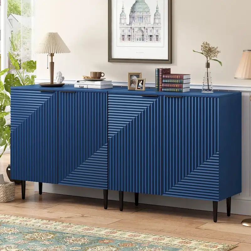 Christopher Knight Home - Mirod Set of 2 Modern Side Cabinets with Adjustable Shelves and Geometric Door Design