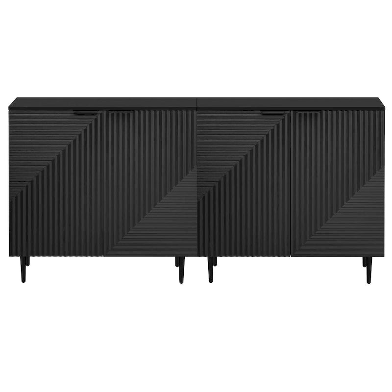 Christopher Knight Home - Mirod Set of 2 Modern Side Cabinets with Adjustable Shelves and Geometric Door Design