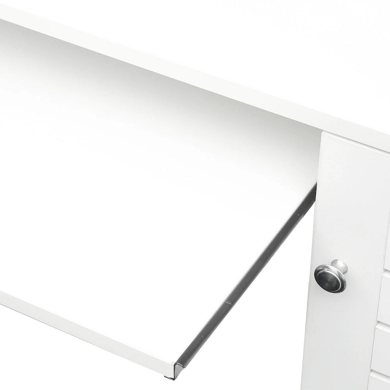 Modern Computer Desk with Hutch and 2 Tier Shelves and Drawers and Concealed Cabinet for Study and Bedroom or Living Room