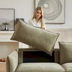 3-pieces Linen Modular Sofa Set with 3+3+1 Seater Combo and Wooden Frame & 5 Pillows