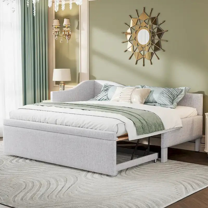 Twin L-Shaped Daybed with Pop-Up Trundle
