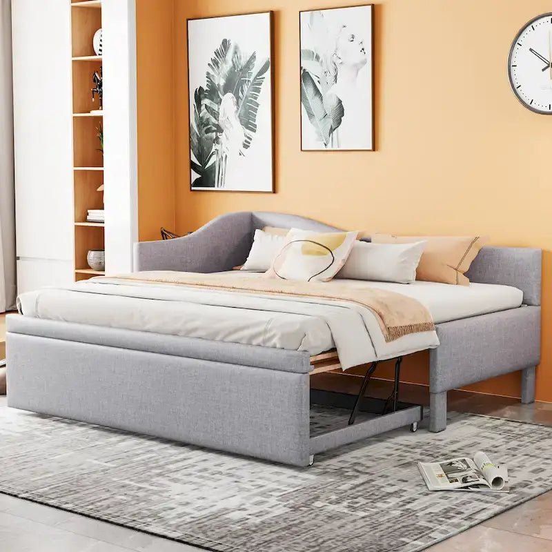 Twin L-Shaped Daybed with Pop-Up Trundle