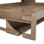 Full Size Murphy Bed w/Wardrobe,Drawers and Open Shelves,Antique Wood