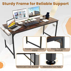Costway 60 Modern Computer Desk with Charging Station with Storage