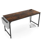 Costway 60 Modern Computer Desk with Charging Station with Storage