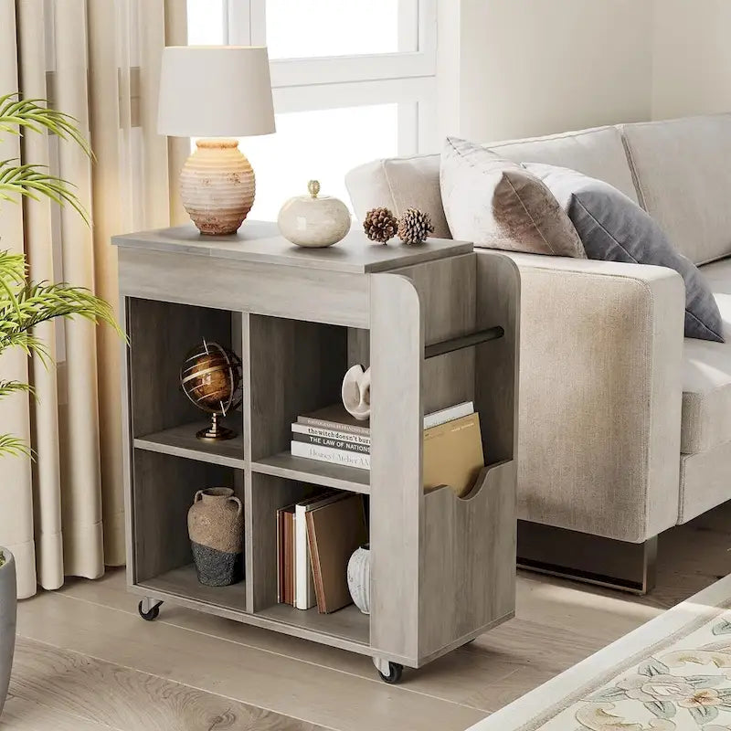 Side Table with Storage - 3 Tier Storage Shelf, Ideal for Small Spaces