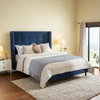 Upholstered King Bed Features a 54 High Headboard w/Buttoned Tuft