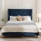 Upholstered King Bed Features a 54 High Headboard w/Buttoned Tuft