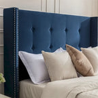 Upholstered King Bed Features a 54 High Headboard w/Buttoned Tuft