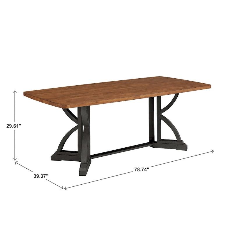 Eleanor 78-inch Oak Top Dining Table with Interlocking Base by iNSPIRE Q Classic