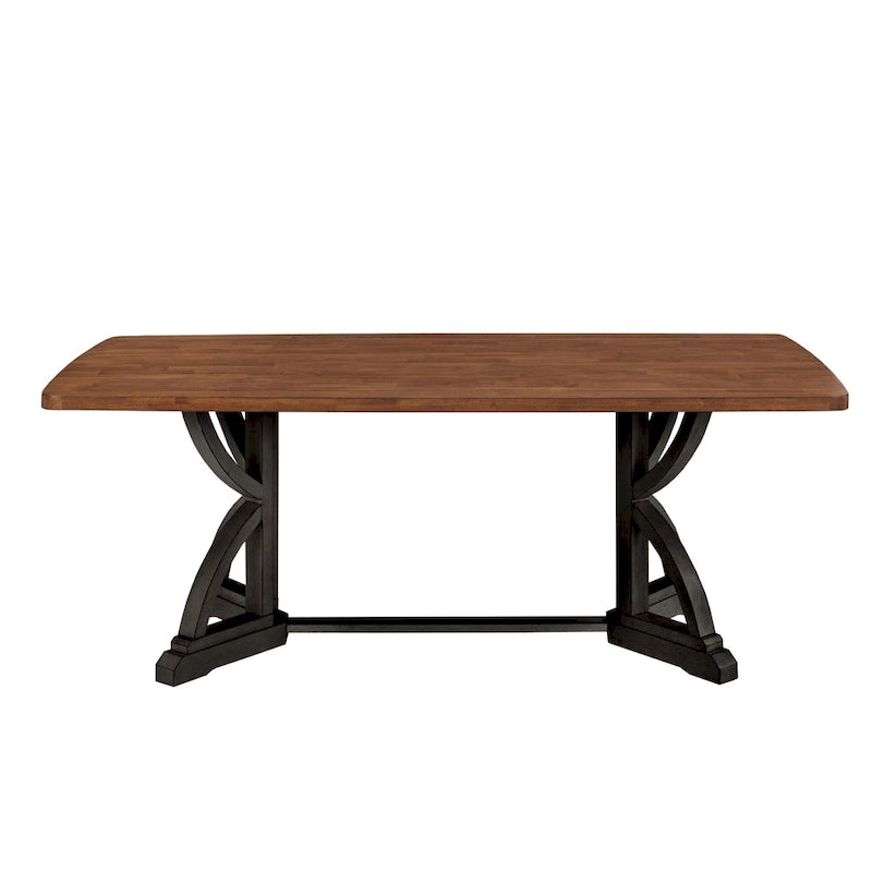 Eleanor 78-inch Oak Top Dining Table with Interlocking Base by iNSPIRE Q Classic