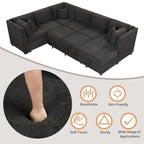 108.6 Chenille U-Shaped Sectional Sofa Bed with USB Ports, Storage Chaise, and 3 Back Pillows
