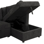108.6 Chenille U-Shaped Sectional Sofa Bed with USB Ports, Storage Chaise, and 3 Back Pillows