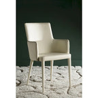 SAFAVIEH Elois Mid-Century Dining Modern White Arm Chair - 23.6 W x 21.6 L x 35.5 H - 24Wx22Dx36H