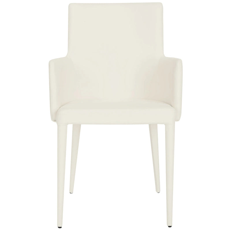 SAFAVIEH Elois Mid-Century Dining Modern White Arm Chair - 23.6 W x 21.6 L x 35.5 H - 24Wx22Dx36H