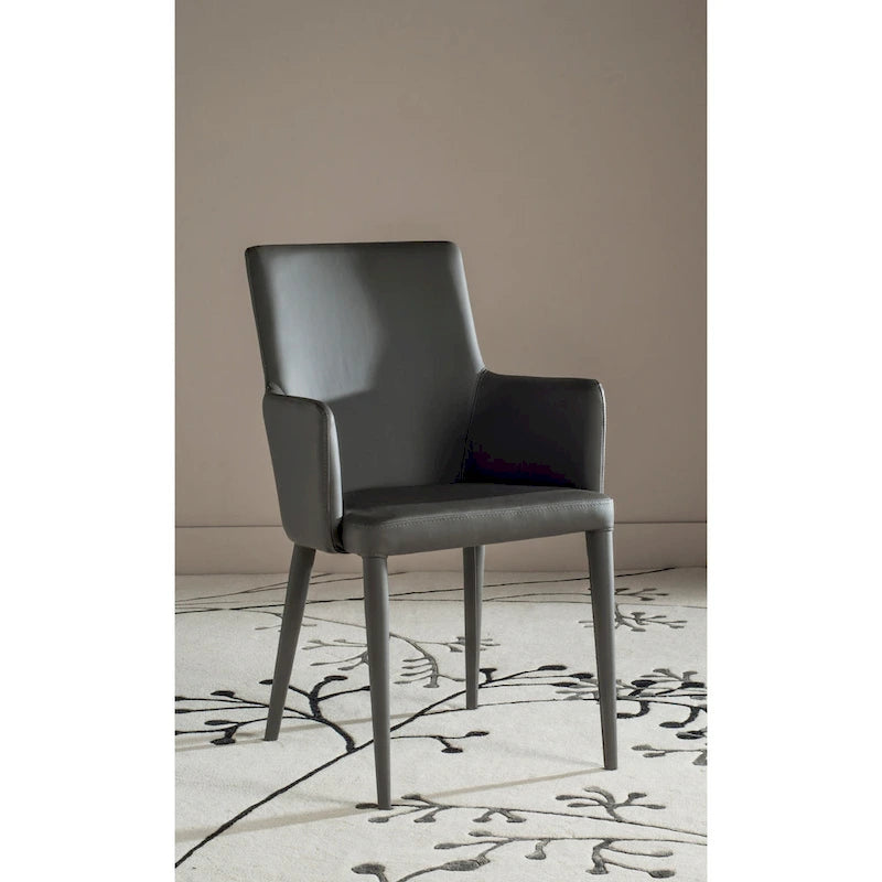 SAFAVIEH Elois Mid-Century Dining Modern White Arm Chair - 23.6 W x 21.6 L x 35.5 H - 24Wx22Dx36H