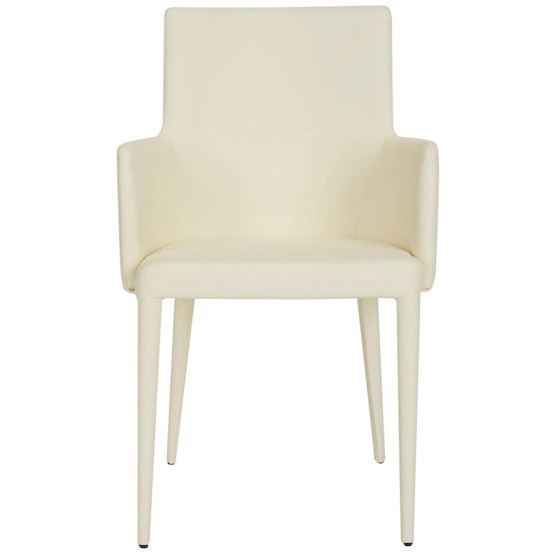 SAFAVIEH Elois Mid-Century Dining Modern White Arm Chair - 23.6 W x 21.6 L x 35.5 H - 24Wx22Dx36H