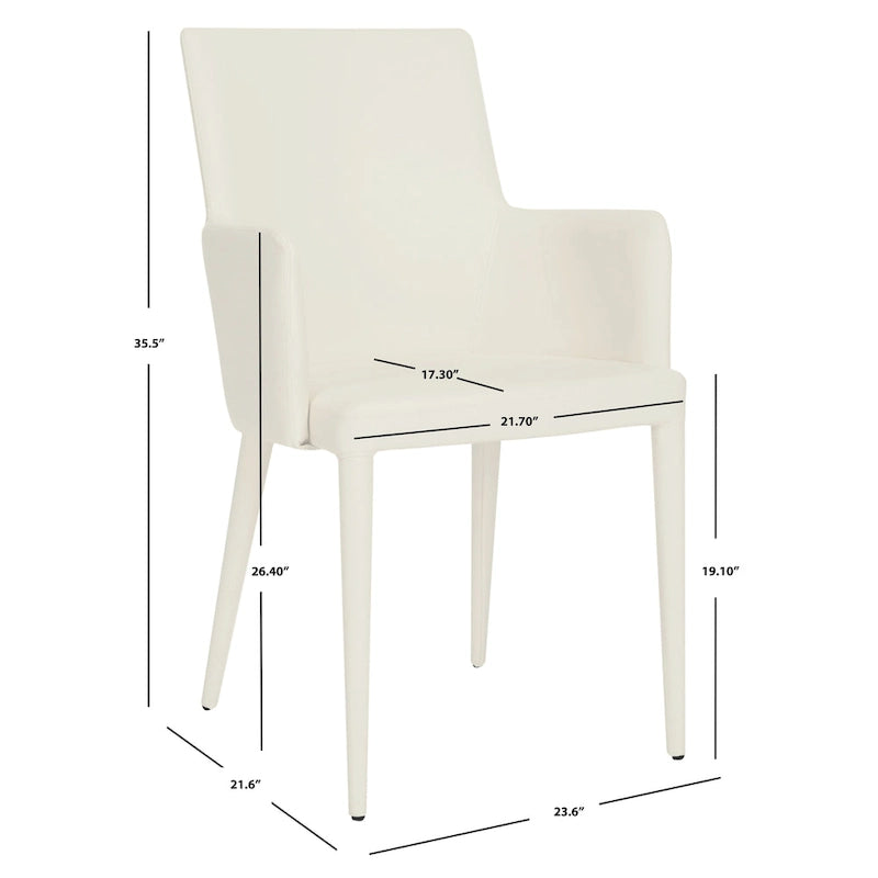 SAFAVIEH Elois Mid-Century Dining Modern White Arm Chair - 23.6 W x 21.6 L x 35.5 H - 24Wx22Dx36H