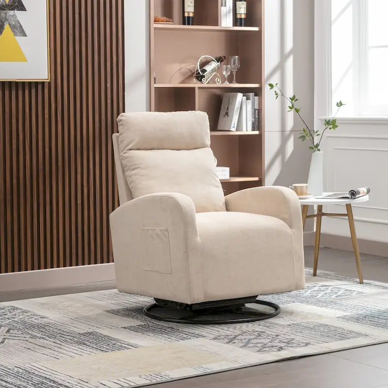 Modern Upholstered Swivel Glider Rocking Chair for Nursery
