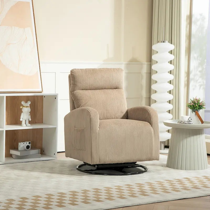 Modern Upholstered Swivel Glider Rocking Chair for Nursery