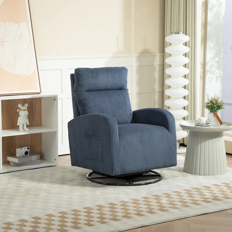 Modern Upholstered Swivel Glider Rocking Chair for Nursery